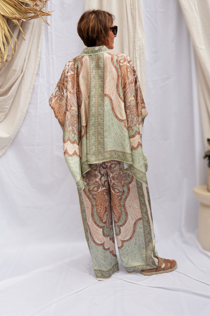 Chemise en soie avec motifs - Vert d'eau — photo 4