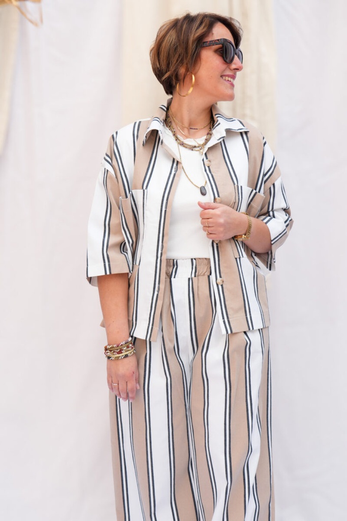 Chemise à rayures - Tara - Camel — photo 4