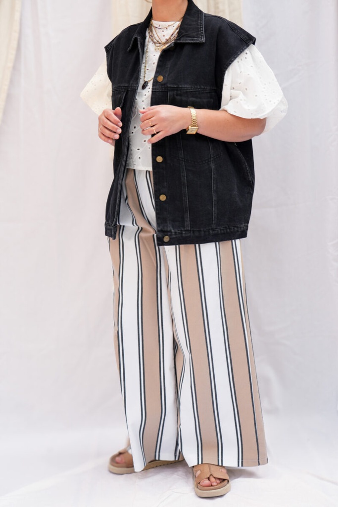 Pantalon élastique à rayures - Elsa - Camel — photo 2