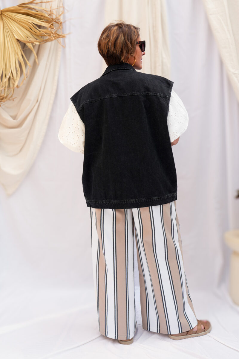 Pantalon élastique à rayures - Elsa - Camel — photo 3